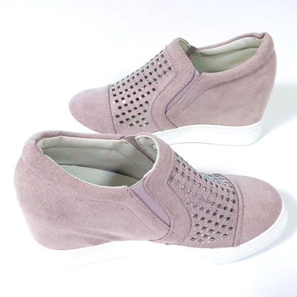 Women's Hidden Wedge Slip On Sneaker Shoes w/Rhinestones.  EU Sz 40 US Sz 9 NWOT - Picture 5 of 16